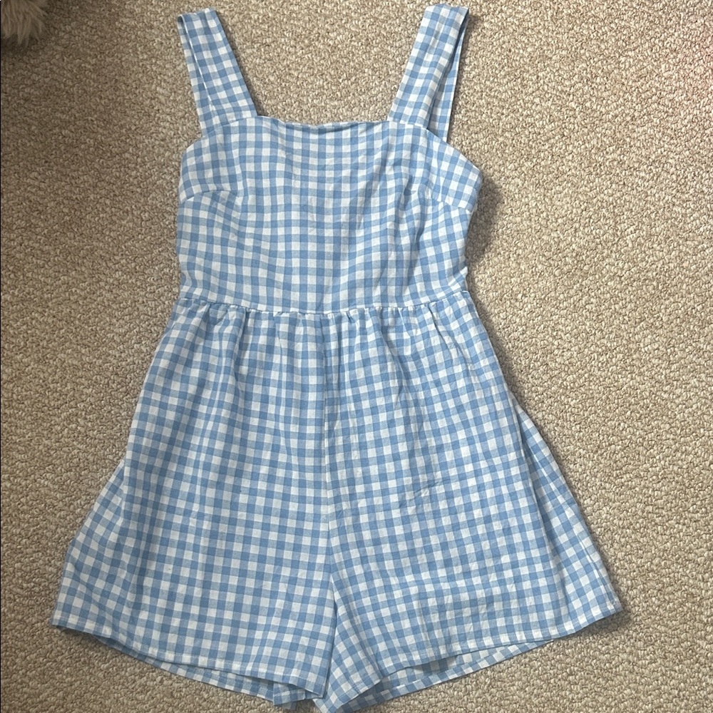 Blue Gingham Romper